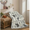thumbnail image 2 of Bear Blanket, Mountain Woodland Animal Throw Blanket Grey Elk Antler Pine Tree Deer Forest Bedding Decor Soft Flannel Prints Cozy and Warm For Winter Fall, Bed Sofa 60X50inch, 2 of 3