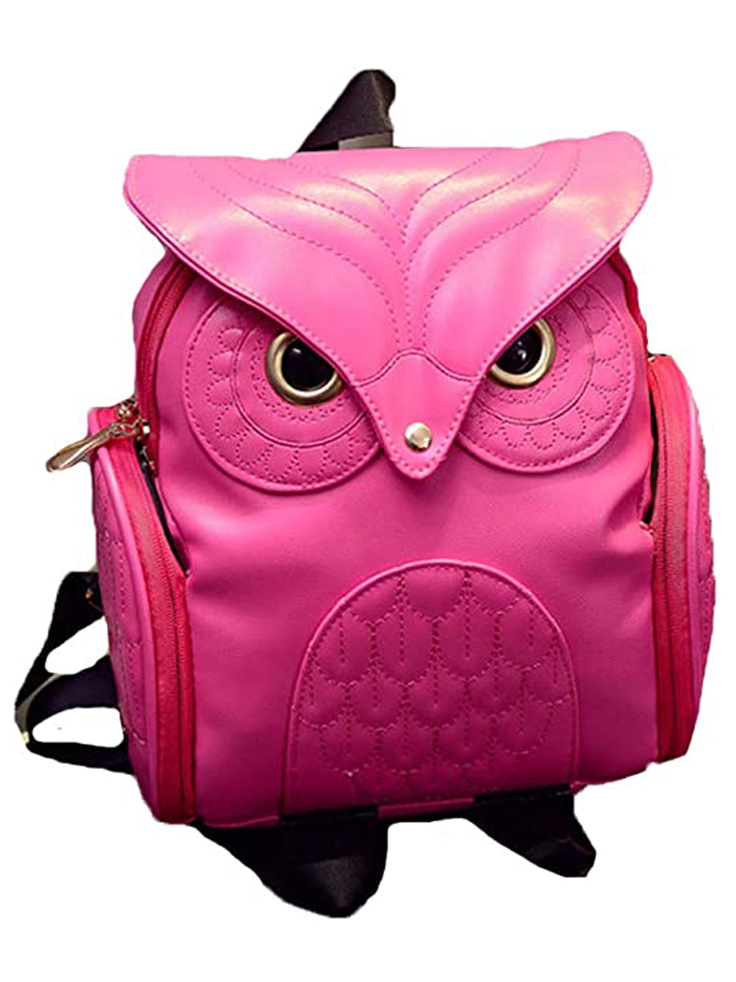 Leather Owls In Winter Hats Purple Backpack Daypack Bag Women