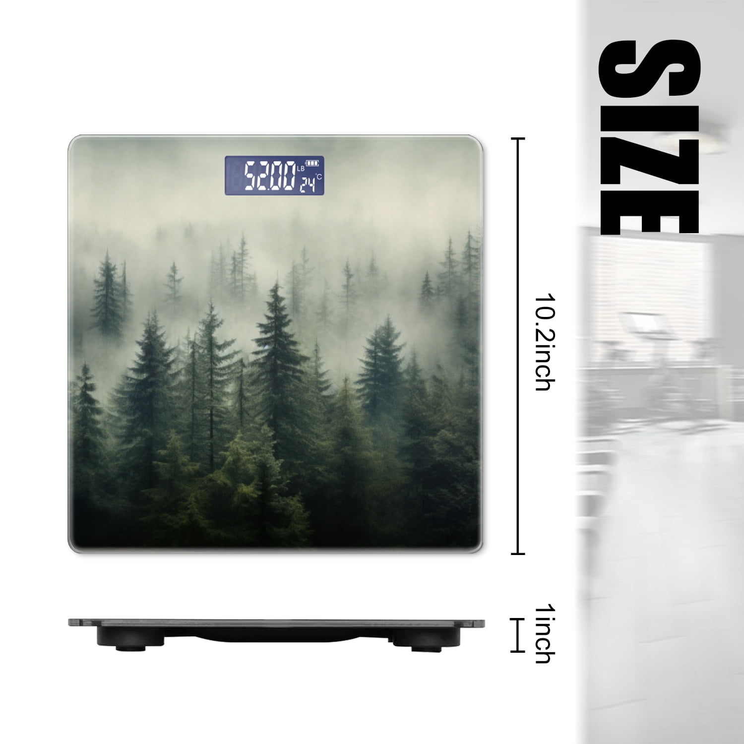 Digital Bathroom Scale with Large LCD Display,High Capacity Scale 400 lbs High Precision body fat scale-Dense Forest Shrouded In Mist With Tall Trees