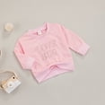 thumbnail image 2 of Toddler Baby Girls Boys Letter Print Crewneck Pullover Sweatshirt Solid Color Fall Winter Clothes, 2 of 7