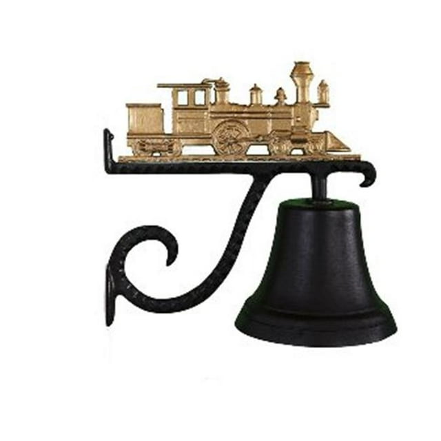 Cloche en Fonte avec Ornement de Train en Bronze Doré