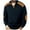 Navy, variant on ZCFZJW Mens Casual Knitted Pullover Sweater Quarter Button up Long Sleeve Stand Collar Vintage Color Block Button Sweaters with Elbow Patches Army Green L