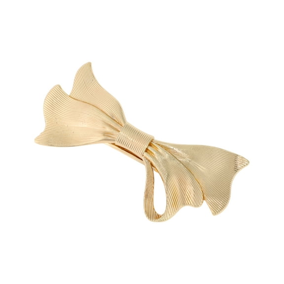 Unique Bargains 1 Pc Cute Double Bow Hair Clips for Home Gold Tone