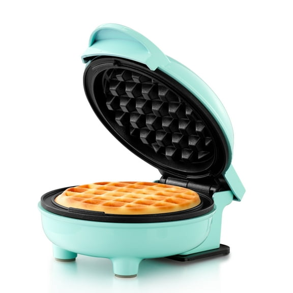 Holstein Housewares Personal/Mini Waffle Maker, Non-Stick Coating, Mint - 4-inch Waffles in Minutes, Hash Browns, Keto, Snacks, Sandwich, Eggs, Easy to Clean