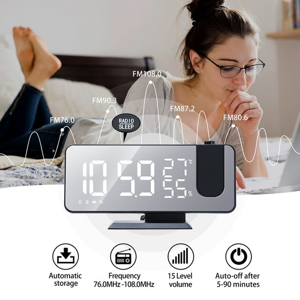 Reloj despertador de proyeccion de radio FM digital Reloj de escritorio de mesa electrico LED inteligente Walmart en linea