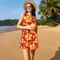 thumbnail image 3 of Fotbe Red Vintage Flowers Vestido de Verano sin Mangas para Mujer – Vestido Midi Línea A, Estilo Camiseta Floral, Vestido Playero Casual y Fluido, 3 of 7