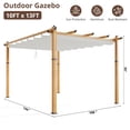 thumbnail image 3 of Garvee 10x13 Ft Outdoor Pergola with Retractable Canopy – Upgraded Aluminum Faux Wood Grain Metal Patio Pergola for Modern Backyard Deck, Porch, Grape Trellis In White, 3 of 7