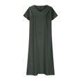 thumbnail image 5 of CIENVNSTG Dresses for Women Summer Short Sleeve V Neck Maxi Dress Plus Size Loose Casual Flowy Swing A Line Beach Sundress Dark Gray 3XL, 5 of 6