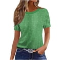 thumbnail image 2 of DPTALR Women's Summer Slim Fit Casual Fashion Print T-Shirt, Round Neck Short Sleeve Top,Green,Size XXL, 2 of 4