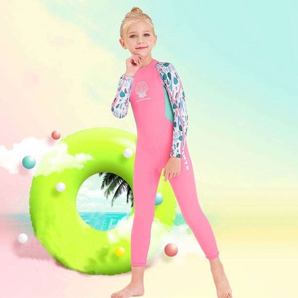 Traje de buceo para niños, niñas y niños, manga larga, cremallera trasera para deportes acuáticos (M rosa) Ndcxsfigh Para Estrenar