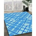 thumbnail image 3 of Ahgly Company Machine Washable Indoor Round Transitional Neon Blue Area Rugs, 6' Round, 3 of 7