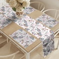 thumbnail image 2 of Ambesonne Cartoon Table Runner & Placemats, Bunny Unicorn Heart Flower, Placemat 4 pcs + Runner 12"x90", Pink and Blue Grey, 2 of 2