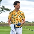 thumbnail image 3 of Sikiie Green Leaf Sunflower Print Men's Short-sleeved POLO Shirts, Button-down Shirts and T-shirts are Suitable for Vacation, Leisure and Business-Medium, 3 of 6