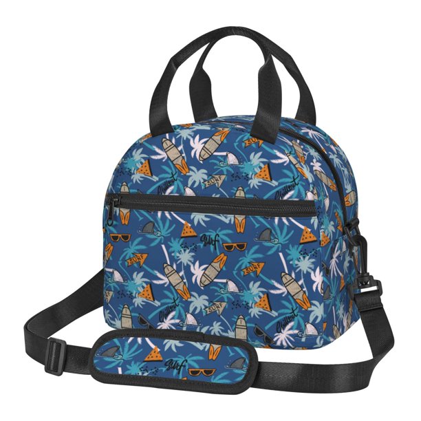 Fotbe Hawaiian Style Bolsa de Almuerzo con Estampado, Lonchera Aislada, Contenedores de Comida Reutilizables Tipo Cooler a Prueba de Fugas