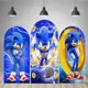 thumbnail image 2 of Fondo azul de Sonics con arco de doble cara para decoración de fiestas de cumpleaños de niños, fondo de fotografía con relámpagos, utilería de estudio de poliéster, 2 of 4