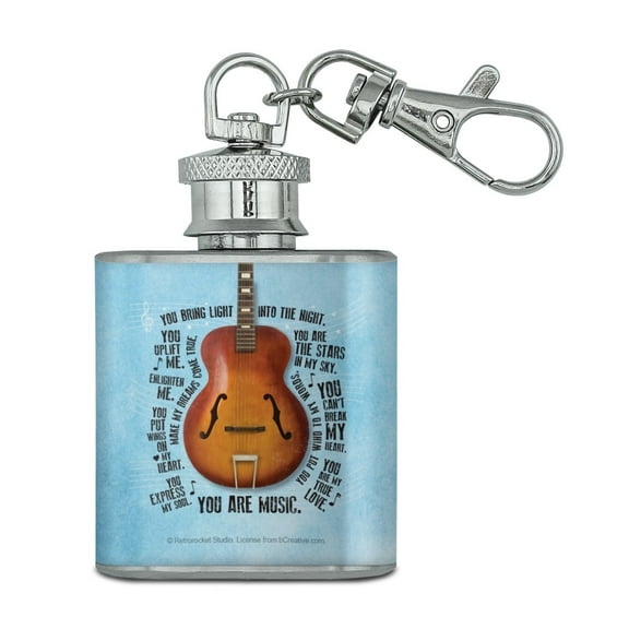 Guitar You Are Music Stainless Steel 1oz Mini Flask Key Chain
