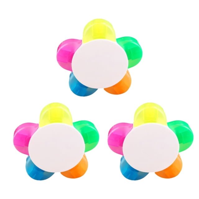 BINGLI Markers 5 Color Flower Highlighter Thick Line Thin Line Marker Focus Color Students Use Stationery Candy Color Line Markers for Kids Drawing