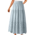 thumbnail image 5 of qelini Lace Maxi Skirt for Women Long Skirt Elastic High Waist A-line Skirt Solid Color Casual Skirt, 5 of 6