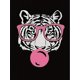 thumbnail image 2 of Camisetas de manga corta para mujer, cuello redondo, estampado floral, ajuste holgado, para verano, otoño 2025Women'S Fashion Tiger Print T-Shirt with Glasses, Casual Crew Neck Short Sleeve Top, Pol, 2 of 6