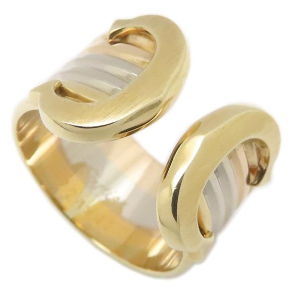 Pre-Owned CARTIER 2C Wide Ring #49 in 18K Three-Color Gold for Women, 295102