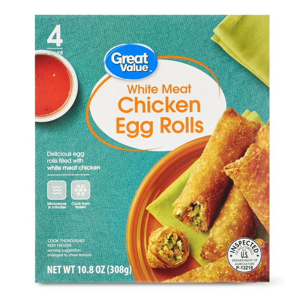 Great Value White Meat Chicken Egg Rolls, 10.8 oz, 4 Count (Frozen
