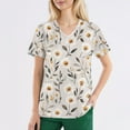 thumbnail image 4 of BDPORKAS Scrubs for Women Tops Casual V Neck Short Sleeve Scrub Shirts Stretchy Floral Print Nursing Pocketed Working Uniform, 4 of 5