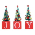 thumbnail image 2 of 3 piezas de mini árbol de Navidad de estilo rústico Mini árbol de Navidad JOY Letrero de madera Decoración de mesa, 2 of 10