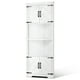 thumbnail image 1 of Armario de almacenamiento de esquina VEVOR de 68" con 4 puertas de madera y estantes ajustables en color blanco, 1 of 9