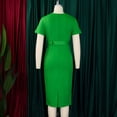 thumbnail image 5 of AURA Women’s Pencil Midi Dress V Neck Short Sleeve Solid Color With Belt S XXXL, 5 of 7