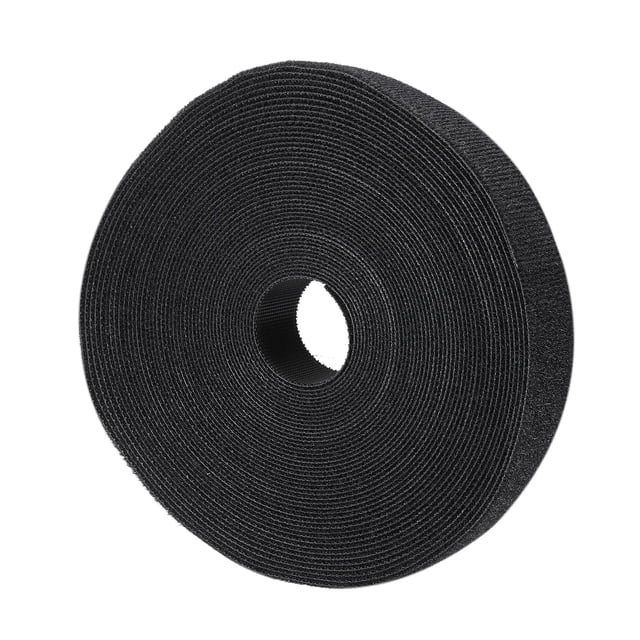 Unique Bargains Reusable Cable Ties 10 Meters 20mm Hook and Loop Cord Wraps Black Fasten
