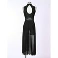 thumbnail image 4 of IEFIEL Womens Modern Contemporary Dance Dress Mesh Lyrical Dance Costume Sleeveless Split Sheer Dress Dancewear Black XL, 4 of 7