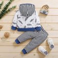 thumbnail image 4 of SDJMa Baby Boys' Short-Sleeve Bodysuit Toddler Kids Baby Hooded Cartoon Letter Print Tops+Stripe Pants Set, 4 of 9