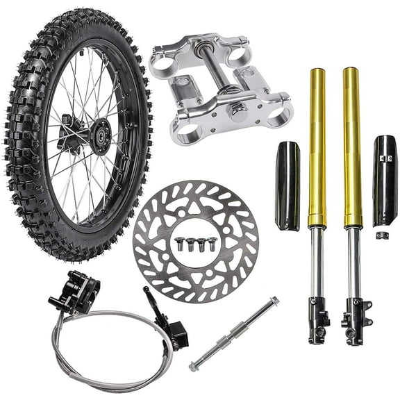 19" Front Wheel 70/100-19 Tire Rim w/Brake Caliper Assembly & Front Forks Shock Triple Clamp Handlebar Risers 15mm Axle for Dirt Pit Bike Apollo Taotao SSR 150cc 200cc 250cc