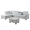 thumbnail image 5 of PonLiving Sectional Sofa, 97.5" Grey White Flannel 2 Piece Living Room Linen Couch , Cup Holder, Left Facing Chaise, 5 of 7
