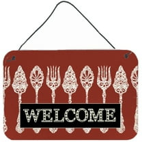 Carolines Treasures SB3090DS812 Serving Spoons Welcome Aluminium Metal Wall or Door Hanging Prints  8x12 multicolor