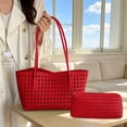 thumbnail image 4 of WEXOPE Hollow Woven Women Shoulder Tote Bag, Durable Handmade Handbag with Inner Pouch, Spacious Underarm Purse Suitable for Daily Commute, Beach and Travel,Red, 4 of 6