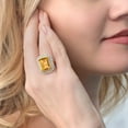 thumbnail image 4 of Gem Stone King 8.80 Ct Octagon Yellow Citrine 18K Yellow Gold Plated Silver Ring, 4 of 5