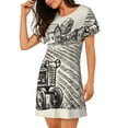 thumbnail image 2 of Honeii retro tractor Print Women's Loose Short Sleeve Nightgown, Soft Cotton Sleepwear, Comfy Loose Fit Pajama Dress for Sleep and Lounge, 2 of 6