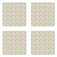 thumbnail image 1 of Cat Coaster Set of 4, Repetitive Kitten Print Funny Feline Friends Moods Happy Surprised, Square Hardboard Gloss Coasters, Standard Size, Blush Seafoam, by Ambesonne, 1 of 2