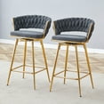 thumbnail image 6 of Newest Two-Piece Rotating Swivel Chair, Dark Gray Cotton And Linen Soft Seat, Golden Metal Legs, Rust-Proof And Wear-Resistant, Suitable For Restaurant/Bar High Tables, 6 of 10