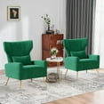 thumbnail image 7 of Fijinhom Velvet Wingback Accent Chair with High Back,Golden Legs & Lumbar Pillow,Upholstered Armchair for Living Room & Bedroom,Green, 7 of 7
