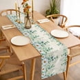 thumbnail image 3 of Table Runner 120 Inches Long for Kitchen Dining, Green Eucalyptus Leaves Dresser Scarf Farmhouse, Dining Table Decorations for Wedding/Parties, Daisy Summer Botanical Farmhouse 13 x 120 In, 3 of 8