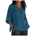 thumbnail image 1 of DXOUPM T-Shirts pour Femmes à Manches 3/4, Col Ras du Cou, Coupe Ample, T-Shirt Léger, Blouse pour Sortir, 1 of 3