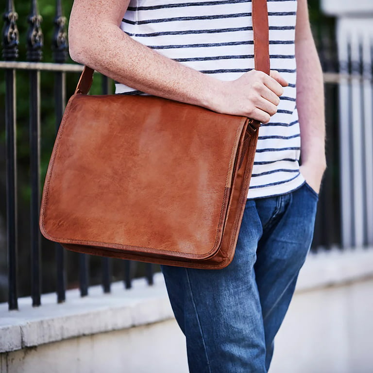 Men's Office Bags Leather Messenger Bags Men's Laptop Shoulder