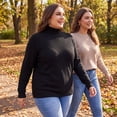 thumbnail image 3 of GRACE & GRANDEUR Women's Plus Size Turtleneck Sweater Lightweight Long Sleeve Ribbed Knit Pullover Top Black 2X, 3 of 9