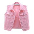 thumbnail image 1 of Women Classic Washed Denim Vest Ladies Sleeveless Solid Color Button Down Jean Jacket S-5XL, 1 of 7