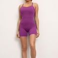 thumbnail image 2 of Wycnly Womens Jumpsuits Knitted Ribbed Slim One Piece Sports Strap Short Overalls Jumpsuits Trendy Solid V-Neck Sleeveless Mini Summer Rompers Purple m, 2 of 5