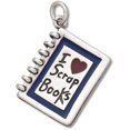 thumbnail image 1 of Sterling Silver 20" 1mm 3D I HEART SCRAP BOOKS Enameled Blue And Red Book Binder Pendant Necklace, 1 of 2