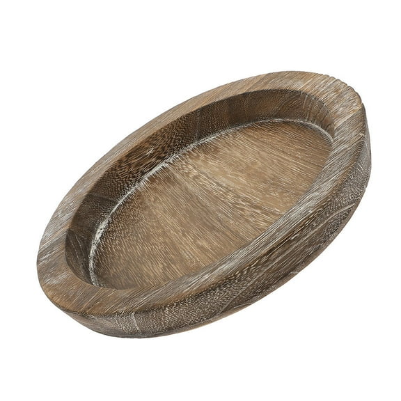 HOMEMAXS Rustic Round Wood Candle Tray Decorative Plate Farmhouse Coffee Table Centerpiece Candlestick Holders Coffee Table Candle Cup Holder (L)