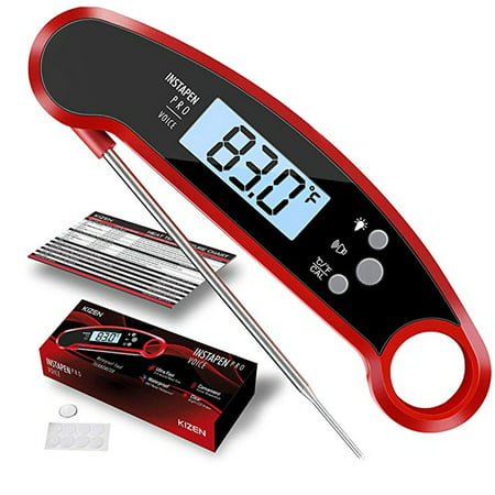 NK HOME Digital Meat Thermometer - Best Waterproof Instant Read Thermometer with Talking Function - LCD Screen for Food, Meat, Kitchen, BBQ, Steak, Liquid and Outdoor